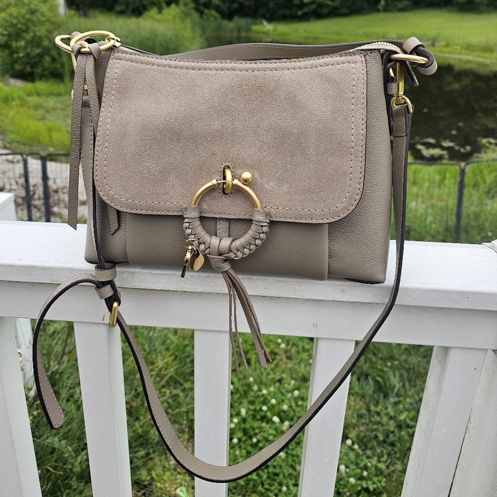 See By Chloe JOAN Handbag Taupe Greyish Purse Medium Size Handbag Shoulder Strap